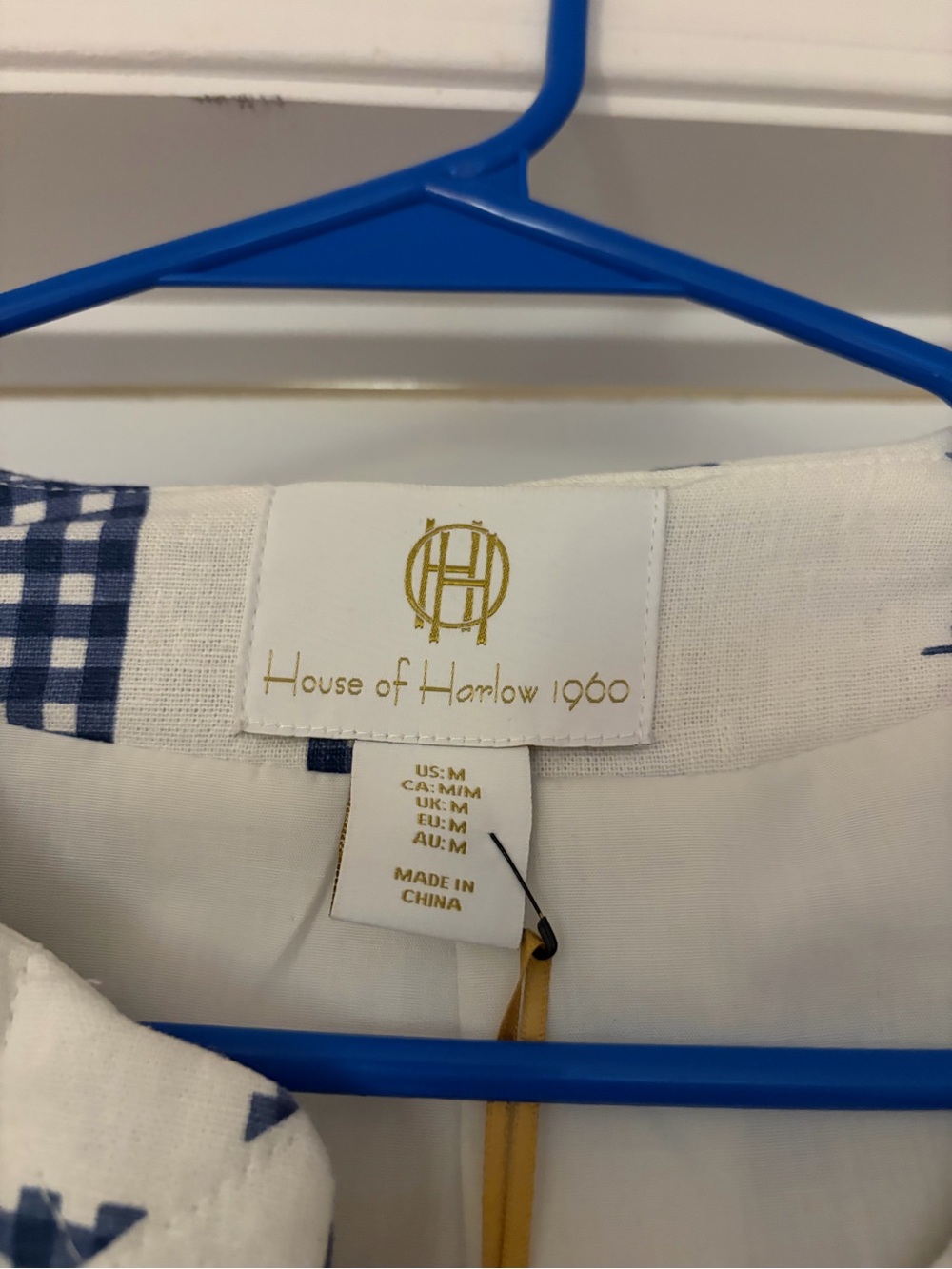 HOUSE OF HARLOW Women’s Quilted White & Navy Patterned Jacket - Picture 4 of 4